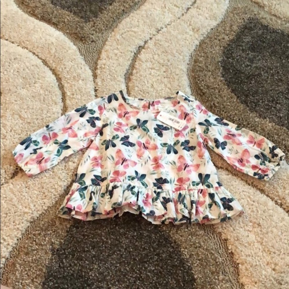 Gymboree floral butterfly ruffled tshirt